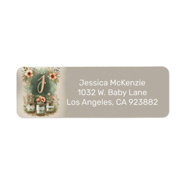 Boho Floral Rustic Floral Mason Jar Baby Shower (Front)