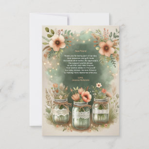 Boho Floral Rustic Floral Mason Jar Baby Shower Thank You Card