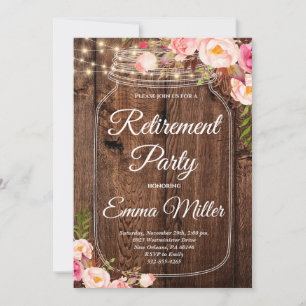 Boho Floral Rustic Retirement Invitation