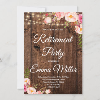 Boho Floral Rustic Retirement Party Invitation