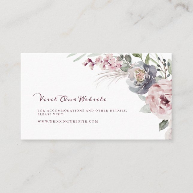 Boho floral rustic wedding website Insert card (Front)