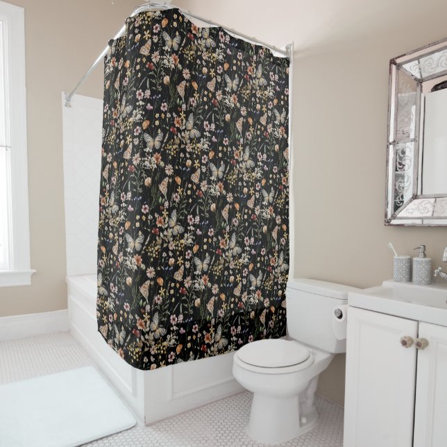 Boho Floral Shower Curtain (In Situ)