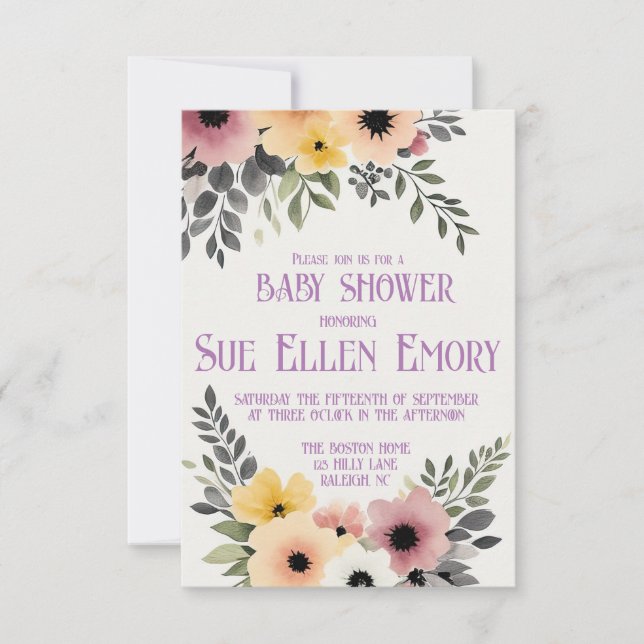 BOHO FLORAL SHOWER INVITATION (Front)
