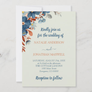 Boho Floral Silver Faire-part de mariage