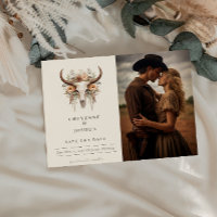 Boho Floral Skull Western Wedding Save the Date 