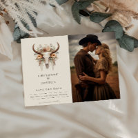 Boho Floral Skull Western Wedding Save the Date