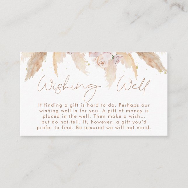 Boho floral souhaitant bien nuptiale carte d'inser (Devant)