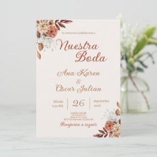 Boho Floral Spanish Wedding invitation