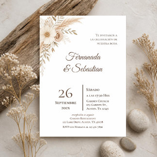 Boho Floral Spanish Wedding Invitation
