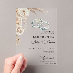 Boho Floral Spanish Wedding Invitation