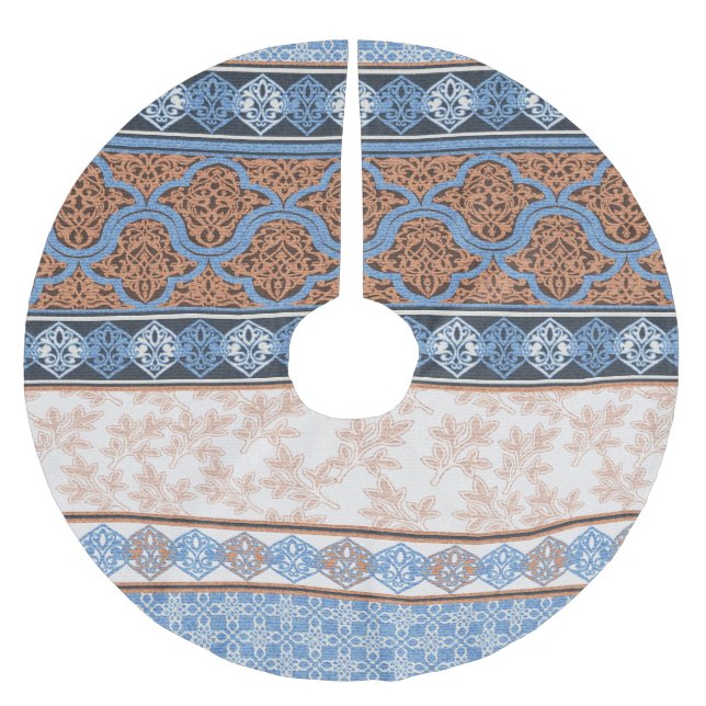 Boho Floral Stripes: Ethnic Seamless Collection Brushed Polyester Tree Skirt (Front)