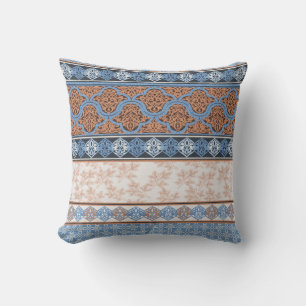 Boho Floral Stripes: Ethnic Seamless Collection Throw Pillow