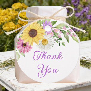 Boho Floral Sunflower Daisy Wedding Thank You Favour Tags