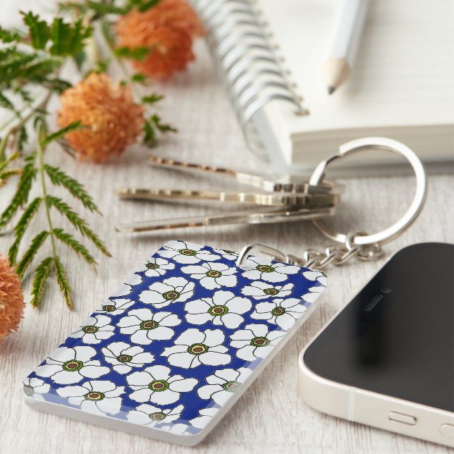 Boho Floral Sur Bleu Avec Nom  (Devant droit)