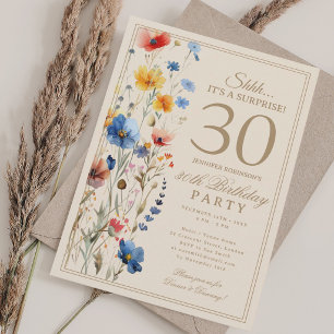 Boho Floral Surprise 30th Birthday Party For Her Invitation