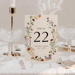 Boho Floral Table Number<br><div class="desc">This stylish & elegant Boho Floral Table Number features gorgeous hand-painted watercolor wildflowers arranged as a lovely wreath. Find matching items in the Tan Boho Wildflower Wedding Collection.</div>