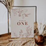Boho Floral Table Numbers Poster<br><div class="desc">Wedding table numbers are characterized by boho style, floral artwork, neutral earthy, and beige colors, to create a unique, eclectic look that makes these table numbers a natural aesthetic.</div>