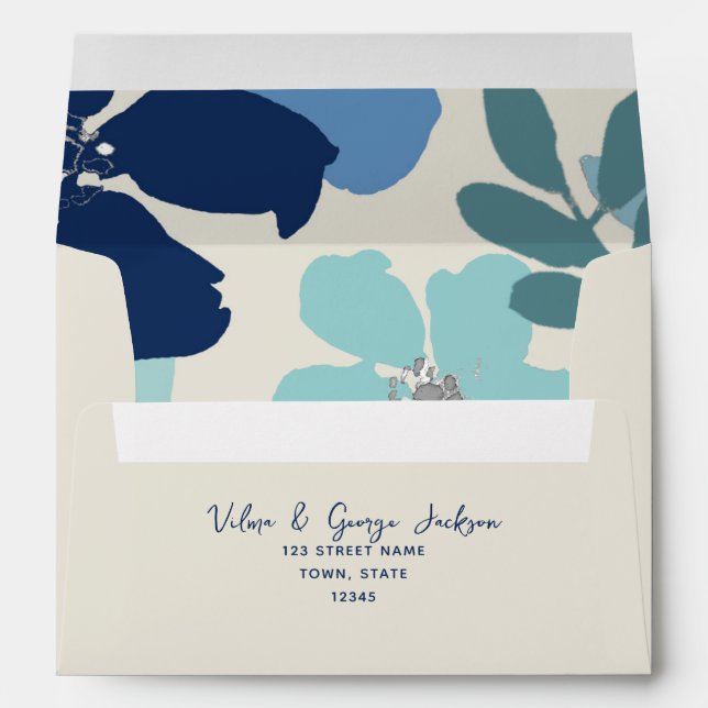 Boho Floral Teal  Envelope (Back (Bottom))
