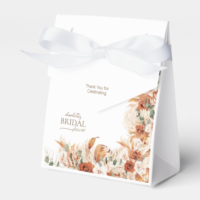 Boho Floral Terracotta and Tequila Bridal Shower Favor Box (Front Side)