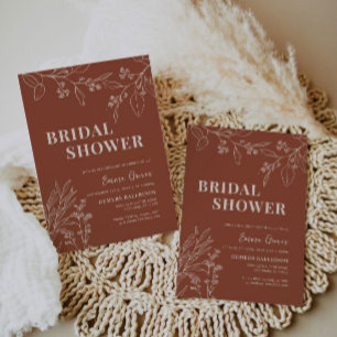 Boho Floral Terracotta Invitation de la douche nup