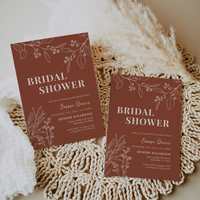 Boho Floral Terracotta Invitation de la douche nup (Créateur téléchargé)