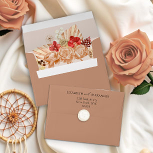 Boho Floral Terracotta Liner & Return Address Envelope
