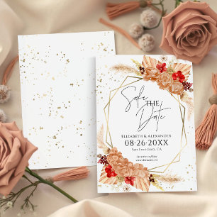 Boho Floral   Terracotta Wedding Save The Date Invitation