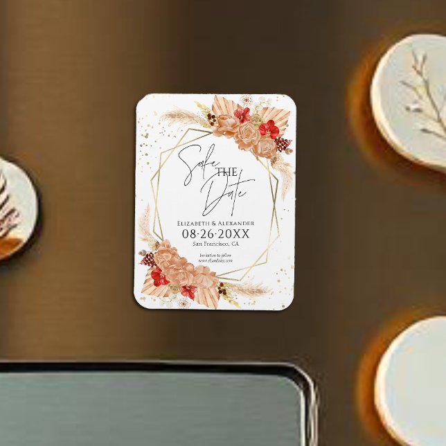 Boho Floral | Terracotta Wedding Save The Date Magnet (Creator Uploaded)