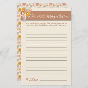 Boho Floral Time Capsule Advice Baby Shower Game