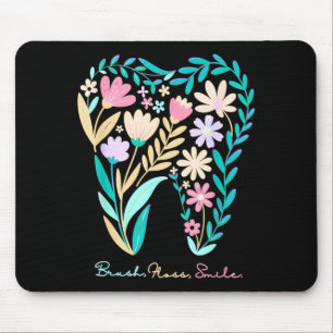 Boho Floral Tooth Flower Dentist Student Dental Mouse Pad