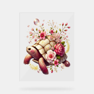 Boho Floral Tortue de mer rose Fleur