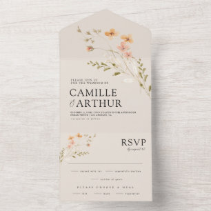 Boho Floral tout en un Faire-part de mariage RSVP