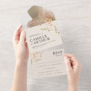 Boho Floral tout en un Faire-part de mariage RSVP