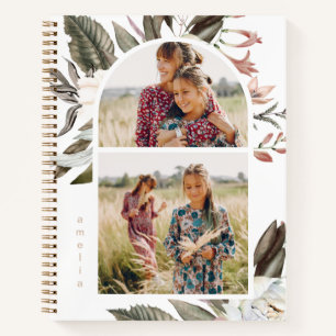 Boho Floral Two Photo and Name Notebook