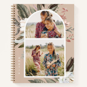 Boho Floral Two Photo and Name Notebook