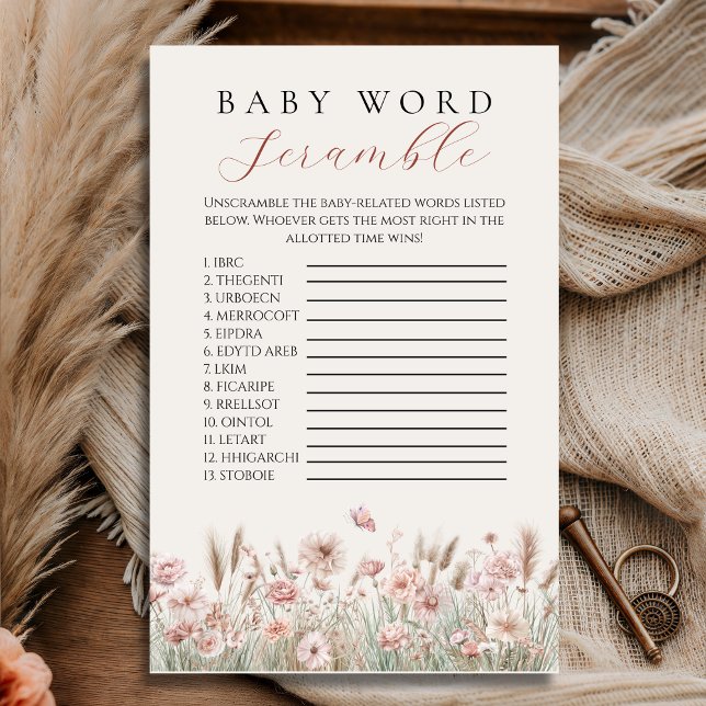 Boho Floral Watercolor Baby Word Scramble  Flyer (Creator Uploaded)
