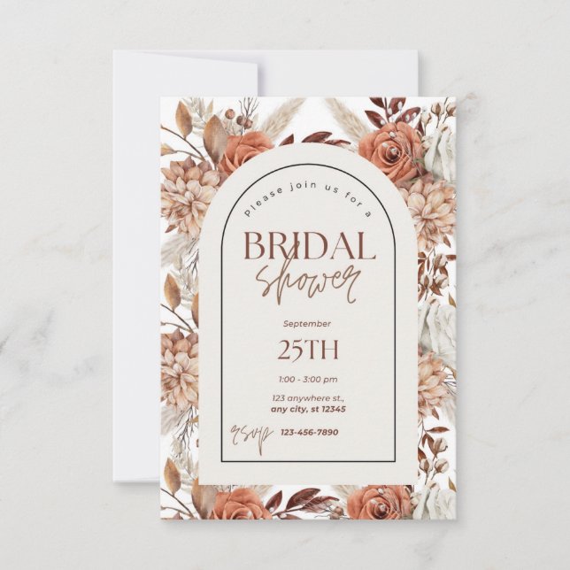 Boho Floral Watercolor Bridal Shower Invitation (Front)