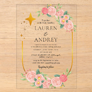 Boho Floral  Wedding  Acrylic Invitations