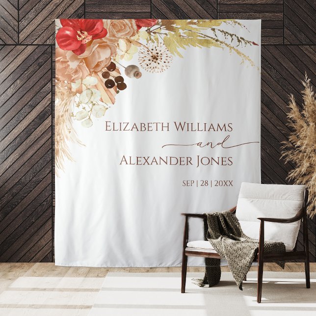 Boho Floral Wedding Backdrop | Terracotta Tapestry (Creator Uploaded)