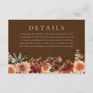 Boho Floral Wedding Ceremony Reception Details Enclosure Card