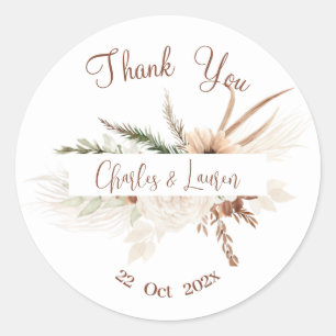 Boho Floral Wedding Classic Round Sticker