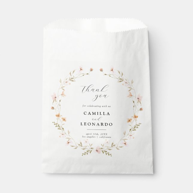 Boho Floral Wedding Favour Bag (Front)