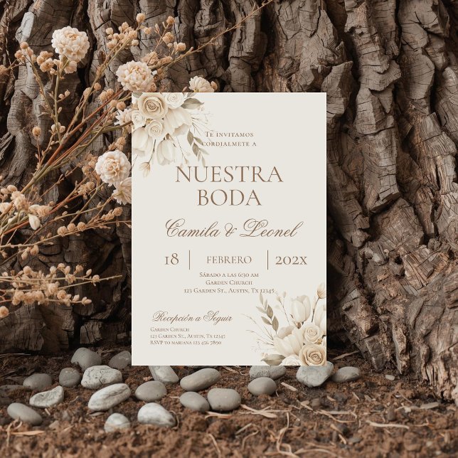 Boho Floral Wedding in Spanish Invitation (Creator Uploaded)