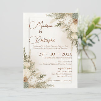 Boho floral wedding invitation
