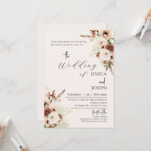 Boho Floral Wedding  Invitation