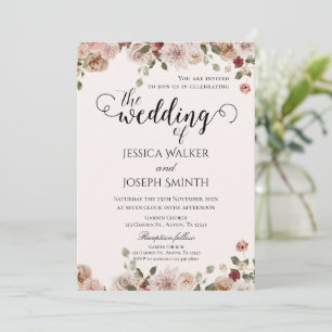 Boho Floral Wedding  Invitation