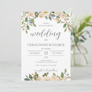 Boho floral Wedding Invitation