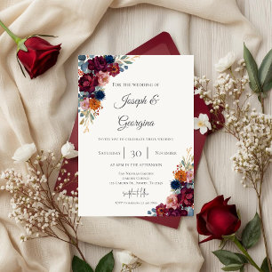 Boho floral wedding invitation
