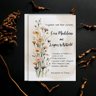 Boho Floral Wedding Invitation