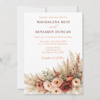 Boho Floral Wedding Invitation Terracotta Pampas